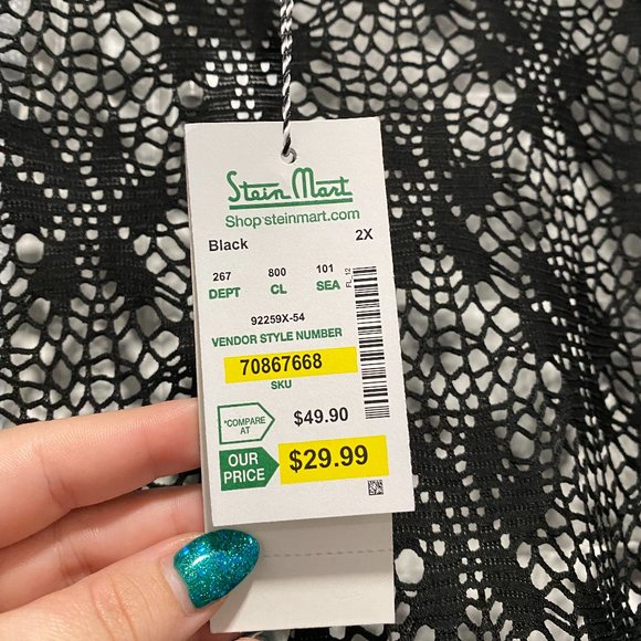 Plus Size Vasna Black Mesh Cardigan from Stein Mart - Picture 5 of 7